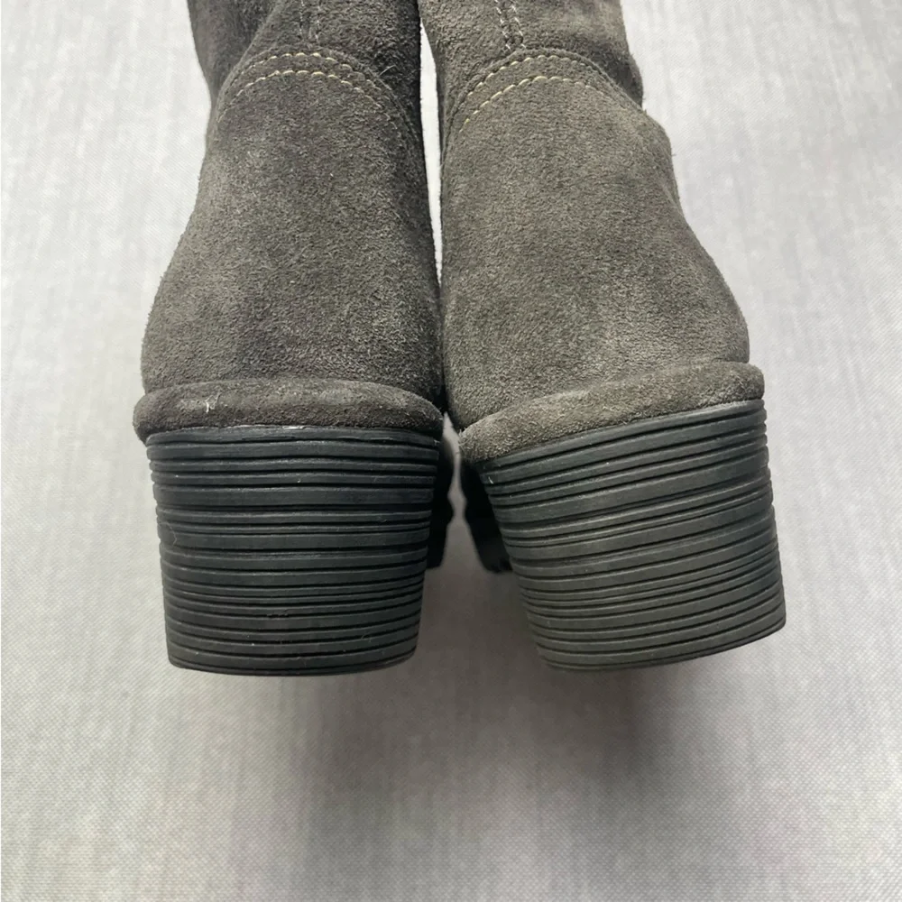 Fly London Wune Lace Up Steampunk Goth Suede Bootie Diesel Oil Gray EU 40